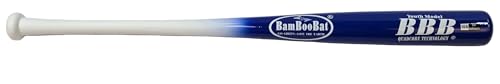BAMBOOBAT by Pinnacle Sports Equipment INC. Youth Durable Bamboo Baseball Bat for Players Aging 5-13 Years Old - 100 Day Warranty - color: White Handle/Royal Barrel, size: 29