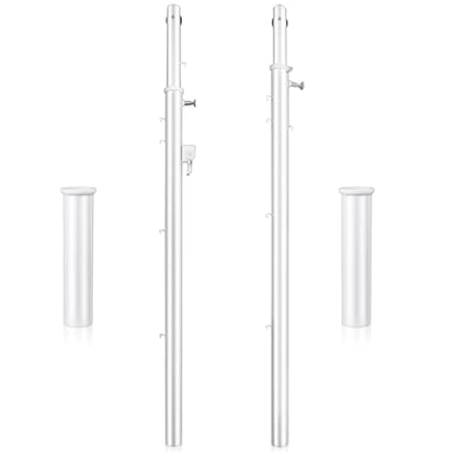 8 ft Adjustable Volleyball Poles Outdoor Badminton and Volleyball Post Iron Round Sport Telescopic Posts Replacement for Badminton Net, Ground Sleeves Included (Posts Only)
