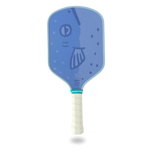 Funny Pickleball Paddles | USAPA Approved Paddle | T700 Carbon Fiber Surface | Propropylene Honeycomb Core | Non-Slip Cushion Grip | Single Paddle | High Grit & Spin | Fun Design - color: Fish