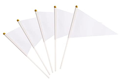 50 Pack White Pennant Small Mini Flags On Sticks,Hand Held Solid White Pennant DIY Graffiti Flag,Party Events Celebration,School,Grand Opening,Kids Birthday,Sports Clubs,Flower Pot - color: White