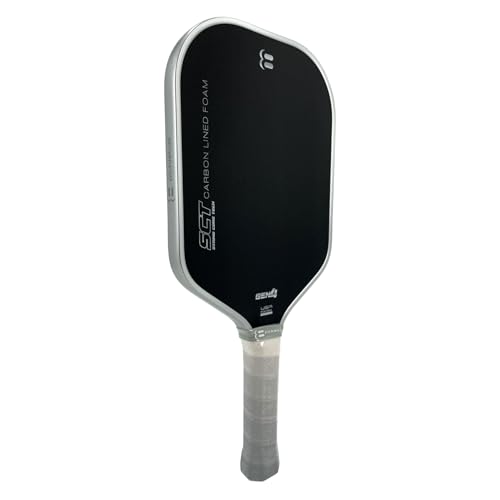 SCT Foam Elongated Pickleball Paddle - T700 Raw Carbon Fiber | Special Carbon-Lined Foam Power Core | Unmatched Power & Reach | Silver Electroplated Edge Guard | Performance Gradient Grip