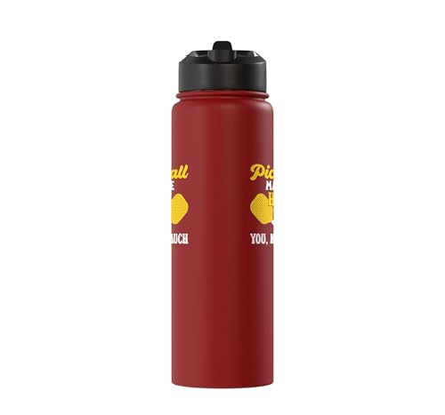 Funny Pickleball Paddle Easily Distracted By Pickleball Stainless Steel Insulated Water Bottle - color: Red