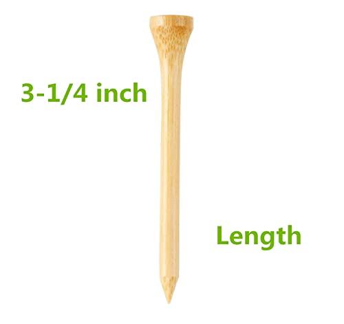 250 or 18 Pcs Professional Bamboo Golf Tees 2-3/4 Inch or 3-1/4 Inch - Stronger Than Wooden Golf Tee Biodegradable & Less Friction