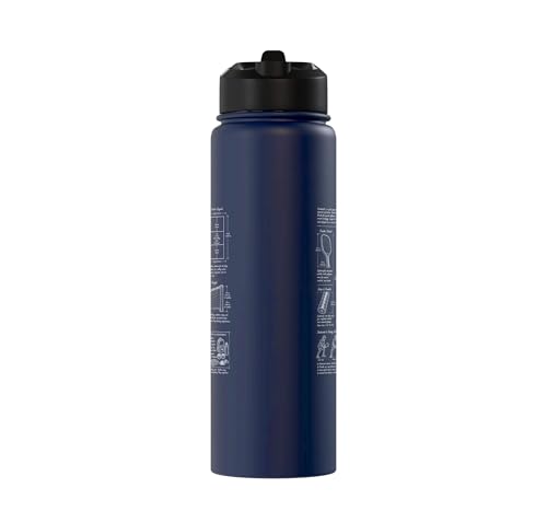 Pickleball Paddle Court Layout Net Height Chart Stainless Steel Insulated Water Bottle - color: Navy Blue