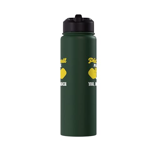 Funny Pickleball Paddle Easily Distracted By Pickleball Stainless Steel Insulated Water Bottle - color: Dark Green