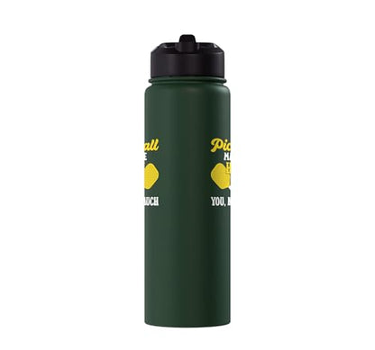 Funny Pickleball Paddle Easily Distracted By Pickleball Stainless Steel Insulated Water Bottle - color: Dark Green