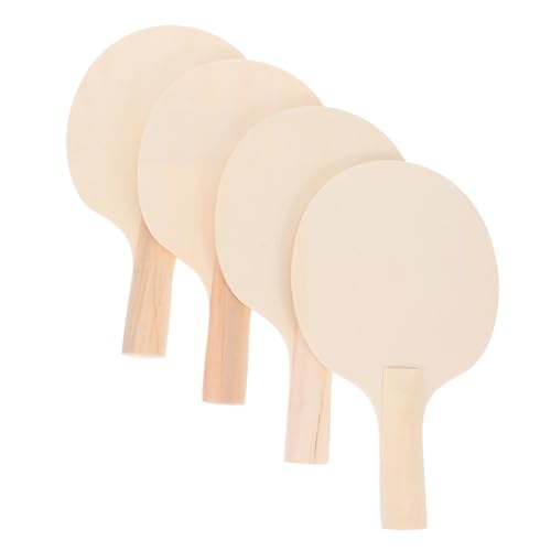YARNOW Table Tennis Paddles Set of 4 Unpainted Wood Table Tennis Paddle for Kids Adults Indoor Outdoor Use Painting Crafts