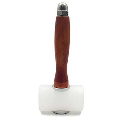 Leather Carving Hammer Mallet Wood Handle Nylon Hammer Mallet for Leathercraft Leather Carving DIY Leathercraft Mallet, Nylon T Head Wood Handle 7.4 Inch - color: Brown and White