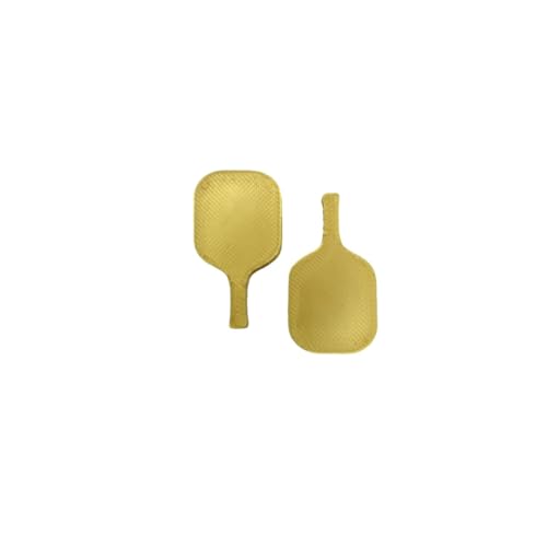 Miniature Pickleball Paddle 2-Pack – Plastic & Wood Options | Pickleball Cake Toppers, Decorations, Dollhouse Miniatures & Desktop Mini Game | Gift for Fans & Players (Gold) - color: Gold