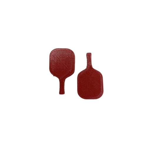 Miniature Pickleball Paddle 2-Pack – Plastic & Wood Options | Pickleball Cake Toppers, Decorations, Dollhouse Miniatures & Desktop Mini Game | Gift for Fans & Players (Red) - color: Red
