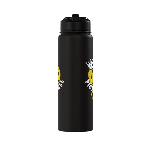 Funny Pickleball Pun Paddle I'm Just Here For The Dinks Stainless Steel Insulated Water Bottle - color: Black