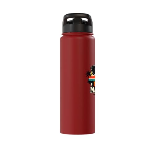 Dink Master Funny Pickleball Player Paddle Sports Stainless Steel Insulated Water Bottle - color: Red