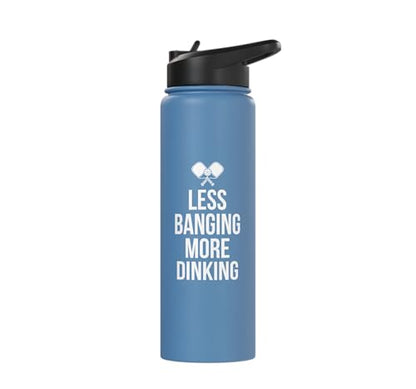 Less Banging More Dinking Pickleball Player Strategy Stainless Steel Insulated Water Bottle - color: Light Blue