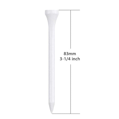 Wooden Golf Tees 3-1/4", 2-3/4", 1-1/2" Available,100 Count (Natural Color, White, Black, Blue, Red, Pink) - color: White, size: 3 1/4 inch