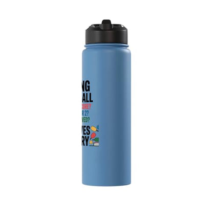 Funny Pickleball Improves Memory - Sarcastic Dinking Court Stainless Steel Insulated Water Bottle - color: Light Blue
