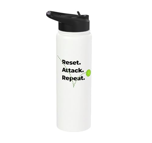 Reset Attack Repeat Competitive Pickleball Accessories Stainless Steel Insulated Water Bottle