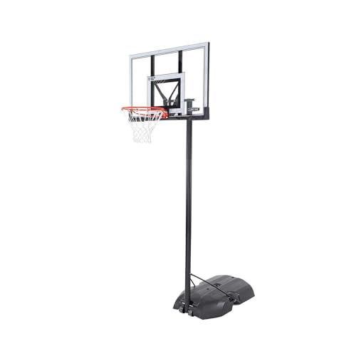 Lifetime Portable Basketball Hoop, 50 Inch Shatterproof Fusion Backboard, Adjustable Height 8-10 Ft, Broomstick Adjust, Base with Wheels, Slam-It Rim