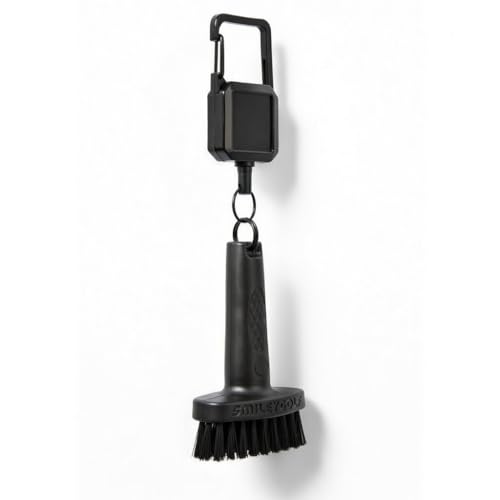 SmileyGolf Mini Golf Brush - Retractable Groove Cleaner with Carabiner Clip, 20" Extendable Cord, Non-Scratch Nylon Bristles, Pocket-Sized Pro-Tested for Irons, Wedges