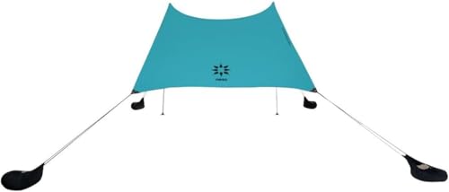 Neso Portable Beach Tent Sun Shelter with Sand Anchor - Lightweight Beach Shade Canopy - Easy Setup for Family Outings - Patented Reinforced Corners - UPF 50+ Sun Protection - 7 x 7ft - Teal - color: Teal
