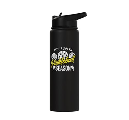 Funny Pickleball Pun Paddle I Might Have A Dinking Problem Stainless Steel Insulated Water Bottle - color: Black