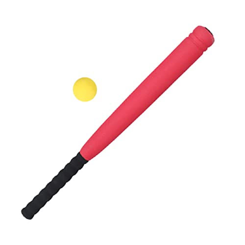SUPVOX Wear Resistant EVA Baseball Bat for Portable Sports for Indoor Outdoor Play Enhances Motor Skills and Hand Eye Coordination Red Mesh Bag Included
