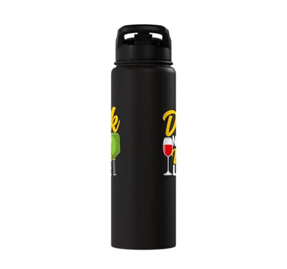 Funny Pickleball Paddle Wine Pun Dink Now Wine Later Stainless Steel Insulated Water Bottle