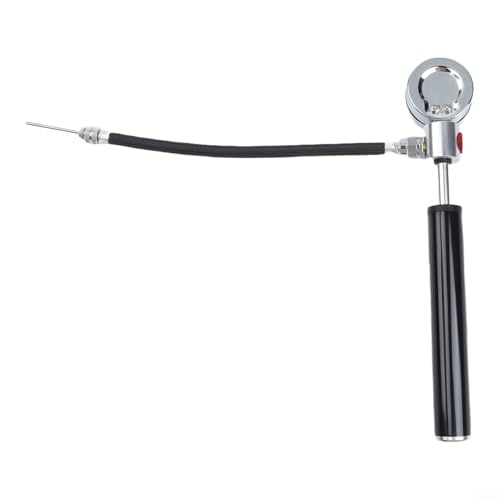 Portable Bike Pump, Aluminum Alloy Tire Inflator with Pressure Gauge, for American and Valves, Basketball Needle Included - size: Basketball model