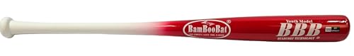 BAMBOOBAT by Pinnacle Sports Equipment INC. Youth Durable Bamboo Baseball Bat for Players Aging 5-13 Years Old - 100 Day Warranty - color: White Handle/Red Barrel, size: 30