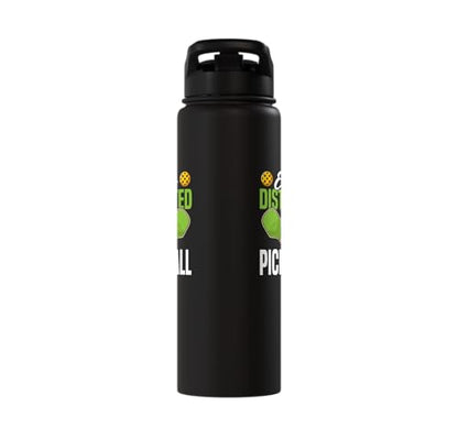 Funny Pickleball Paddle Easily Distracted By Pickleball Stainless Steel Insulated Water Bottle
