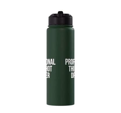 Professional Third Shot Dropper Pickleball Player Design Stainless Steel Insulated Water Bottle - color: Dark Green