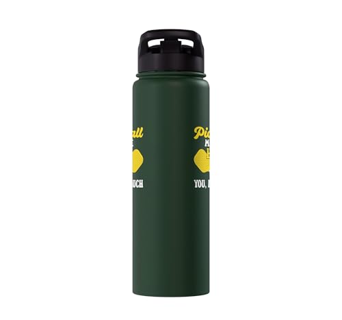 Funny Pickleball Paddle Easily Distracted By Pickleball Stainless Steel Insulated Water Bottle - color: Dark Green