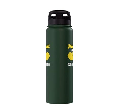 Funny Pickleball Paddle Easily Distracted By Pickleball Stainless Steel Insulated Water Bottle - color: Dark Green