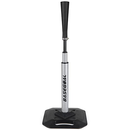 BaseGoal Baseball & Softball Batting Tee,Portable Hitting Tee,with Heavy Duty Base,Rolled Flexible Rubber Top,Adjustable Height for Kids or Adults - color: Gray