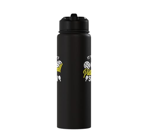 Funny Pickleball Pun Paddle I Might Have A Dinking Problem Stainless Steel Insulated Water Bottle - color: Black