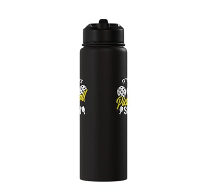 Funny Pickleball Pun Paddle I Might Have A Dinking Problem Stainless Steel Insulated Water Bottle - color: Black