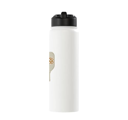 Whose Serve What's the Score Funny Pickleball Questions Stainless Steel Insulated Water Bottle - color: White