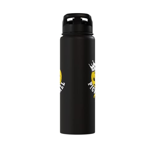 Funny Pickleball Pun Paddle I'm Just Here For The Dinks Stainless Steel Insulated Water Bottle - color: Black