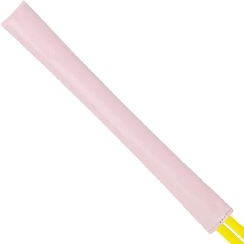 Golf Alignment Stick Cover Premium Leather Perfect Cover for Alignment Sticks Classic Blank Direction Rod Design Alignment Sticks Holder Golf Club Protector Holds 2 Sticks. - color: Pink