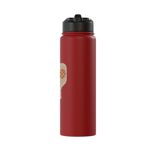 Whose Serve What's the Score Funny Pickleball Questions Stainless Steel Insulated Water Bottle - color: Red