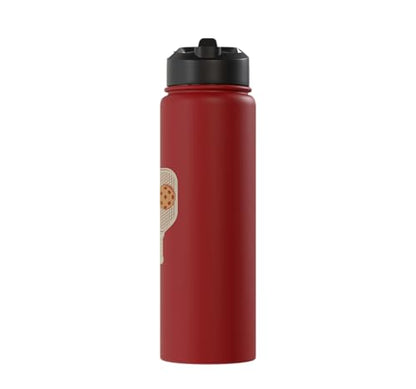 Whose Serve What's the Score Funny Pickleball Questions Stainless Steel Insulated Water Bottle - color: Red