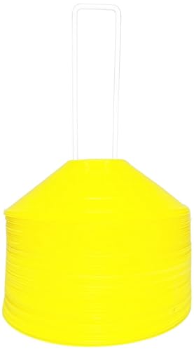 BlueDot Trading Sport Disc Cones High Visibility for Agility Training, Soccer, Football, Field Durable Cone Markers for Adults or Kids, 25-Pack, Yellow
