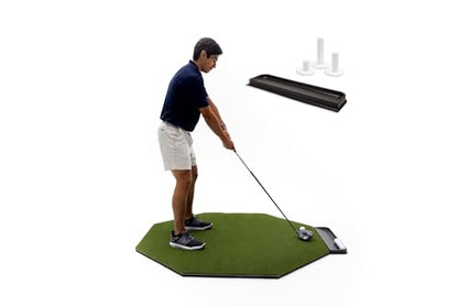 Dura-Pro Premium Turf Indoor/Outdoor Golf Mat. Bonus Tray + 3 Tees - style: Commercial 5'x5' Octagon -30mm Thickness