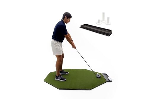 Dura-Pro Premium Turf Indoor/Outdoor Golf Mat. Bonus Tray + 3 Tees - style: Commercial 5'x5' Octagon -30mm Thickness