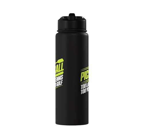 Pickleball Player Too Lazy For Tennis Too Young For Golf Stainless Steel Insulated Water Bottle - color: Black