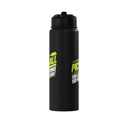 Pickleball Player Too Lazy For Tennis Too Young For Golf Stainless Steel Insulated Water Bottle - color: Black