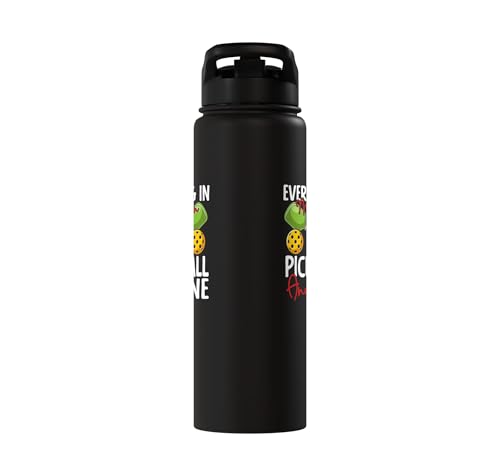 Funny Pickleball Paddle Wine Everything In Moderation Except Stainless Steel Insulated Water Bottle - color: Black