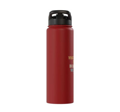 Whose Serve What's the Score Funny Pickleball Questions Stainless Steel Insulated Water Bottle - color: Red