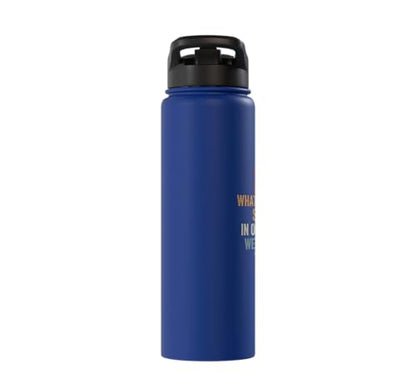 Whose Serve What's the Score Funny Pickleball Questions Stainless Steel Insulated Water Bottle - color: Royal Blue