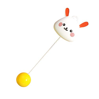 Table Tennis Trainer, Cute Kids Tennis Racquet Badminton Tennis Racket Sports Game Indoor Hanging Elastic Shaft Automatic Winding Educational Exercise for Kids Self Practice - size: Rabbit Style