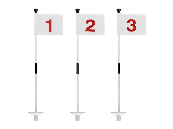 Foldable Portable Golf Flagstick (White) - Sectional Pin with Putting Flag, Great for Backyard Practice & Home Yard Golf Setup - color: white-flag